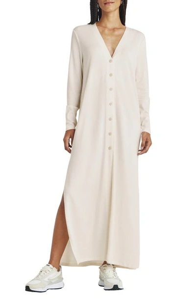 Shop Splendid Brooke Button-up Long Sleeve Maxi Dress In Moonstone