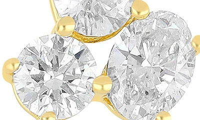 Shop Ef Collection Triple Diamond Cluster Stud Earrings In 14k Yellow Gold
