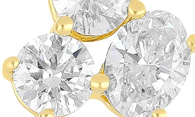 Ef Collection Triple Diamond Cluster Stud Earrings In 14k Yellow Gold