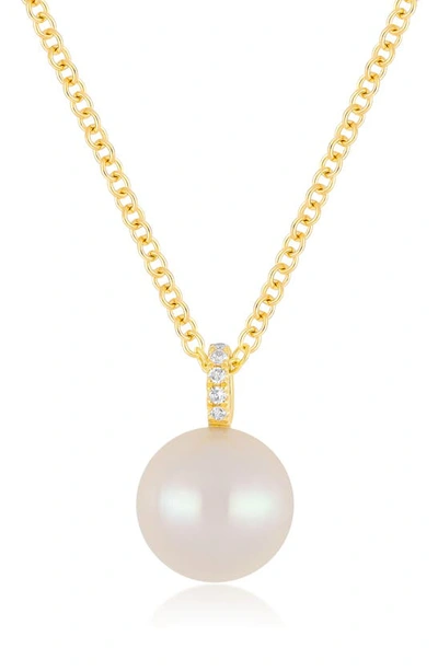 Shop Ef Collection Mother-of-pearl & Diamond Pendant Necklace In 14k Yellow Gold