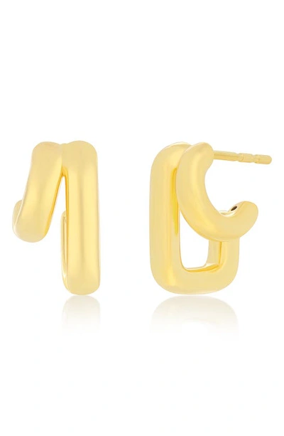 Shop Ef Collection Double Huggie Hoop Earrings In 14k Yellow Gold
