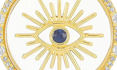 Ef Collection 14k Gold Diamond & Sapphire Floating Evil Eye Pendant Necklace In 14k Yellow Gold