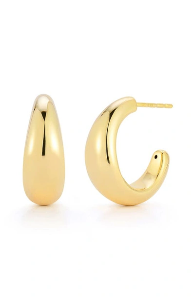 Shop Ef Collection Large Dome Hoop Earrings In 14k Yellow Gold
