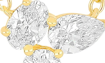 Ef Collection Triple Diamond Cluster Pendant Necklace In 14k Yellow Gold