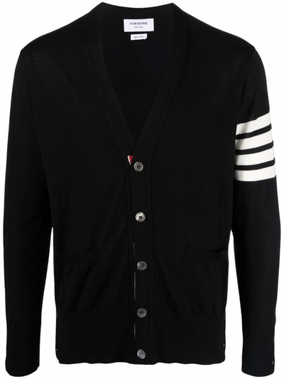 Shop Thom Browne 4bar Wool Cardigan In Black