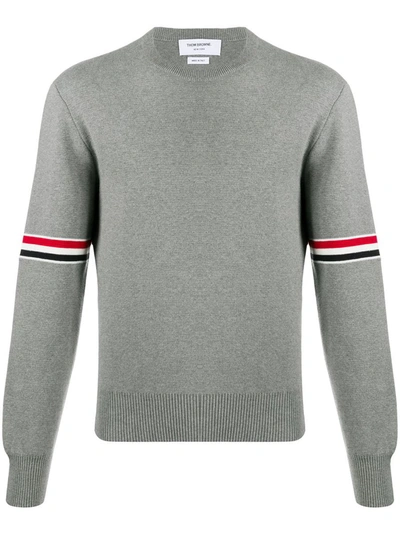 Shop Thom Browne Rwb Cotton Sweater In Grey