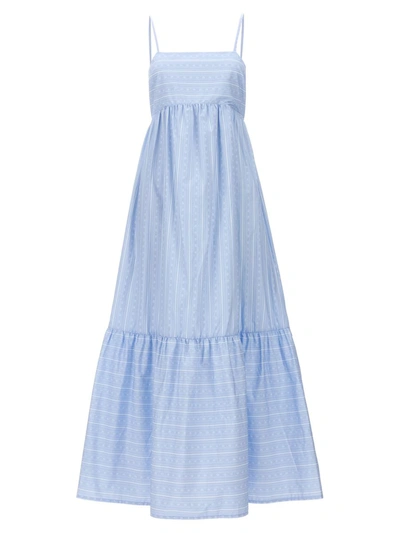 Shop Twinset 'monogram' Long Dress In Blue