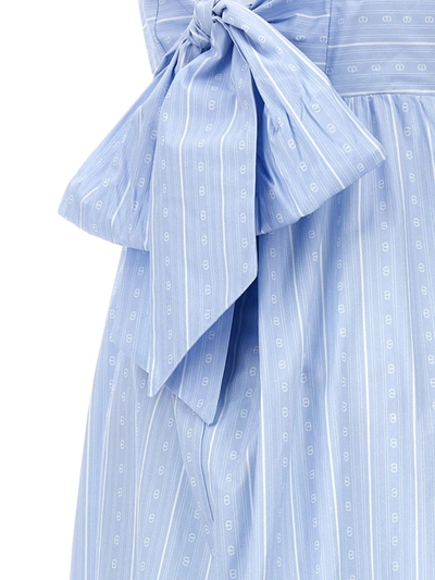 Shop Twinset 'monogram' Long Dress In Blue