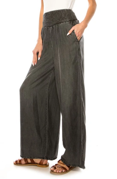 Shop A Collective Story Smocked Waist Palazzo Pants In Black