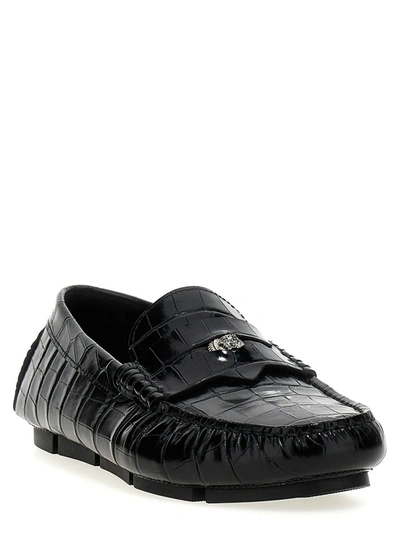 Shop Versace 'driver Medusa Biggie' Loafers In Black