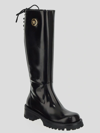 Shop Versace Boots In Black- Gold