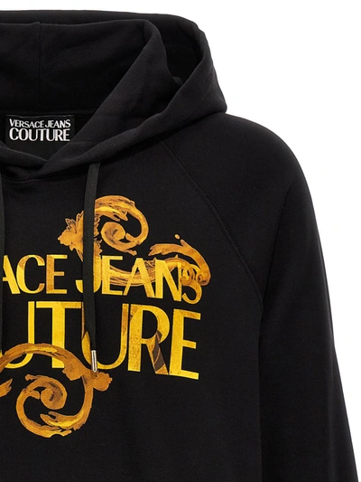 Shop Versace Jeans Couture 'logo Baroque' Hoodie In Black