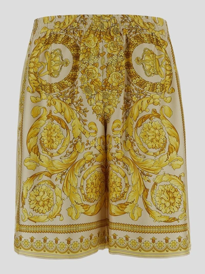 Shop Versace Shorts In Champagne