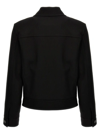 Shop Versace Wool Twill Blouson In Black