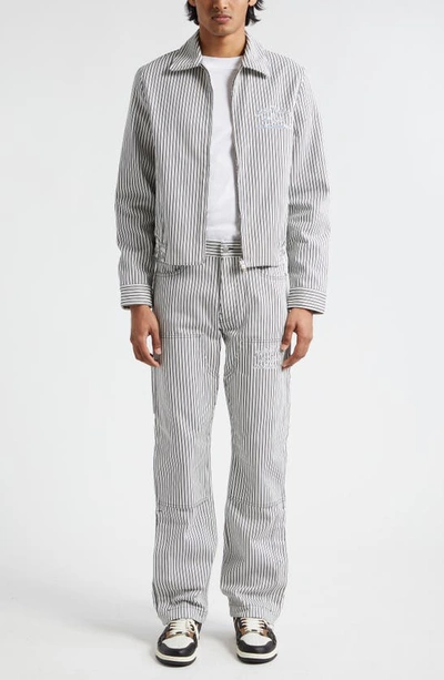 Shop Amiri Motors Stripe Cotton Carpenter Pants In Black/ White