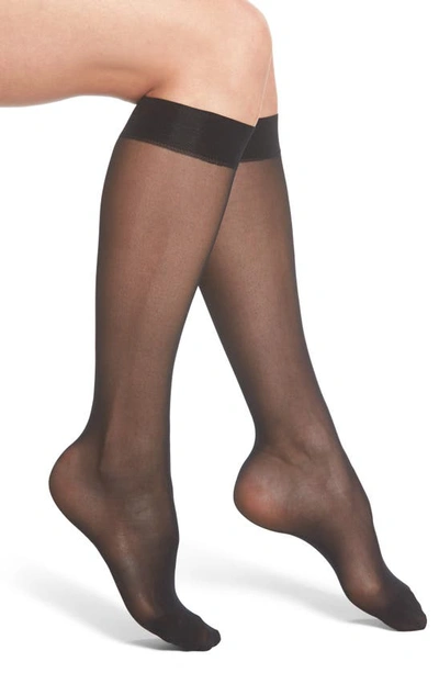 Shop Wolford Knee High Stay-up Stockings In Black