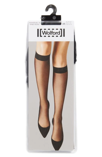 Shop Wolford Knee High Stay-up Stockings In Black