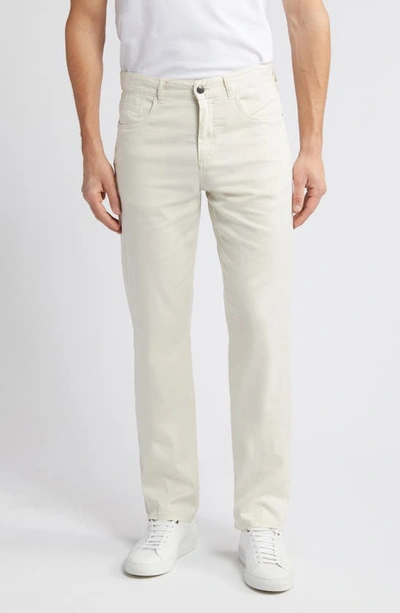 Shop Canali Stretch Twill Five Pocket Pants In White