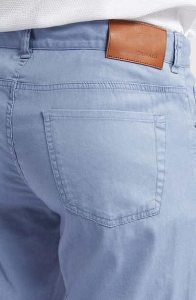 Shop Canali Stretch Twill Five Pocket Pants In Light Blue