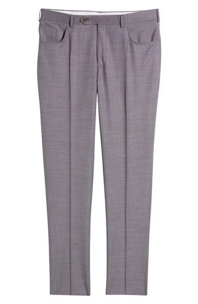 Shop Canali Milano Trim Fit Five Pocket Wool Dress Pants In Purple