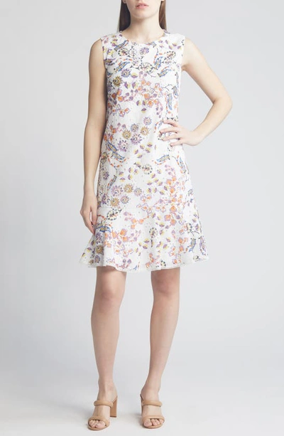 Shop Kobi Halperin Daniela Floral Embroidered Cotton Dress In Ivory Multi