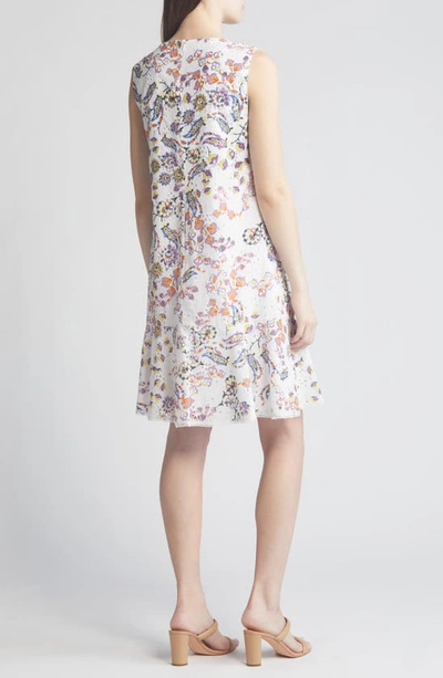 Shop Kobi Halperin Daniela Floral Embroidered Cotton Dress In Ivory Multi