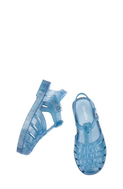 Shop Melissa Kids' Mini Posession Jelly Fisherman Sandal In Blue Glitt