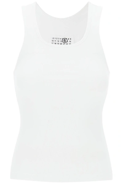 Shop Mm6 Maison Margiela Tank Top With Numeric Logo In White