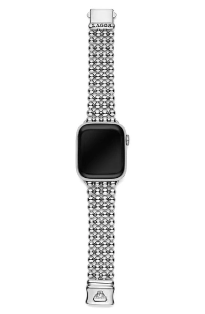 Shop Lagos Smart Caviar Beaded Apple Watch® Watchband In Silver