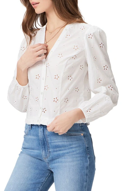Shop Paige Juno Frill Trim Eyelet Top In White