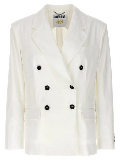 Shop Moschino Double-breasted Blazer Blazer And Suits In White