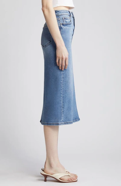 Shop Hidden Jeans Back Slit Denim Midi Pencil Skirt In Medium Wash