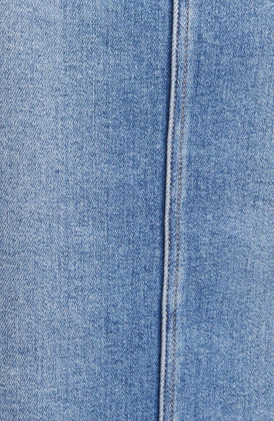 Hidden Jeans Back Slit Denim Midi Pencil Skirt In Medium Wash