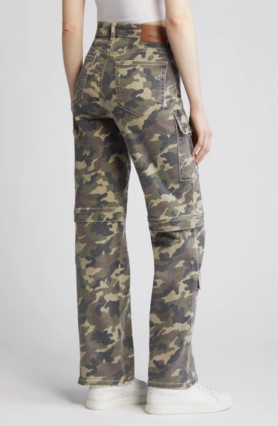 Hidden Jeans Camo Print Straight Leg Cargo Pants In Olive