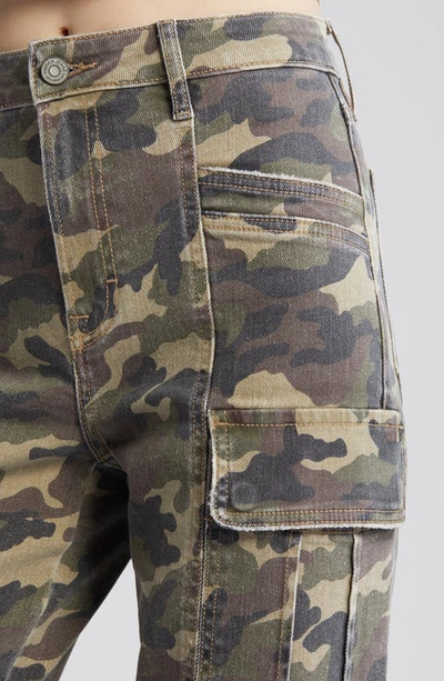 Hidden Jeans Camo Print Straight Leg Cargo Pants In Olive