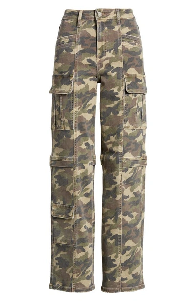Hidden Jeans Camo Print Straight Leg Cargo Pants In Olive