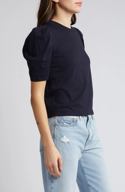 Shop Frame Draped Short Sleeve Organic Cotton T-shirt In Navy