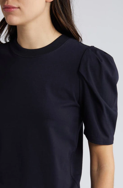 Shop Frame Draped Short Sleeve Organic Cotton T-shirt In Navy