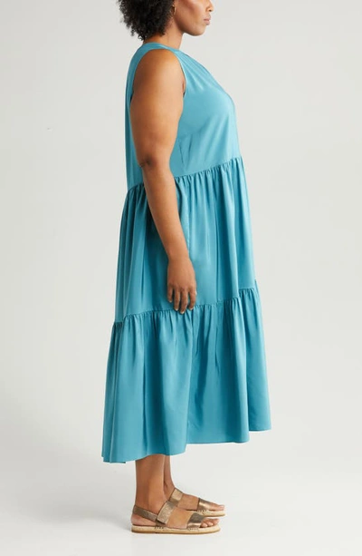 Shop Eileen Fisher Tiered Silk Dress In River