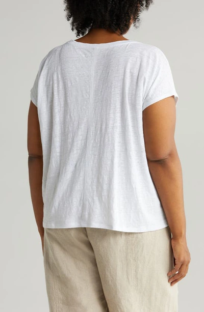 Shop Eileen Fisher Organic Linen V-neck T-shirt In White