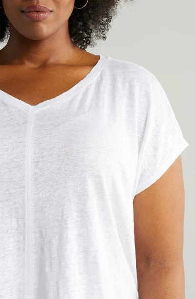 Shop Eileen Fisher Organic Linen V-neck T-shirt In White