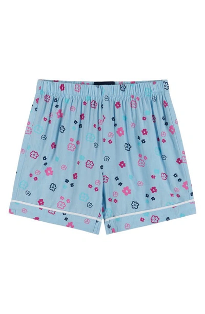 Shop Andy & Evan Kids' Floral Print Two-piece Short Pajamas In Aqua Floral