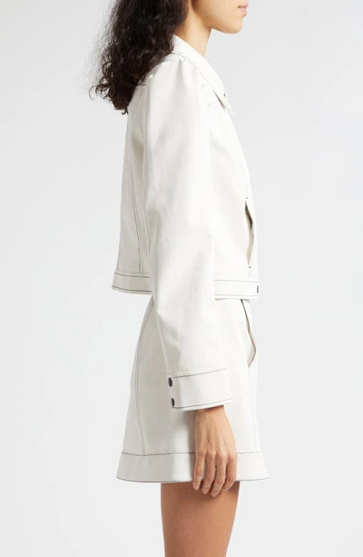 Shop Cinq À Sept Ciara Topstitch Detail Jacket In White/ Navy