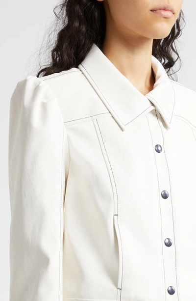Shop Cinq À Sept Ciara Topstitch Detail Jacket In White/ Navy