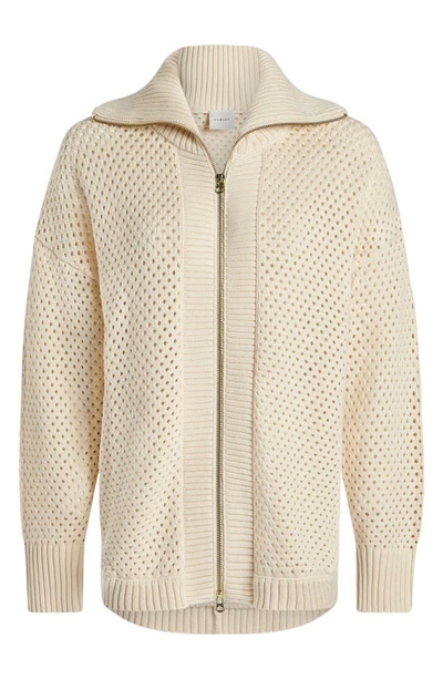 Shop Varley Finn Longline Knit Jacket In Whitecap