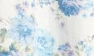 Shop Charles Henry Cami Floral Corset Linen Blend Sundress In Blue Ditsy