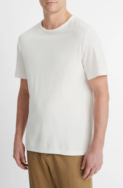 Vince Linen Short Sleeve Crew Tee Hillside Blue In Alabaster