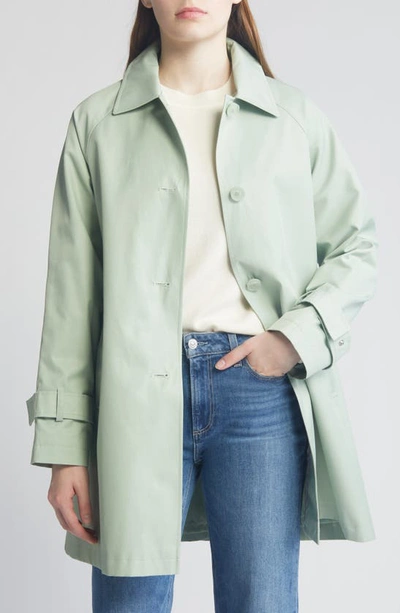 Shop Via Spiga Balmacain Water Repellent Cotton Blend Coat In Pistachio