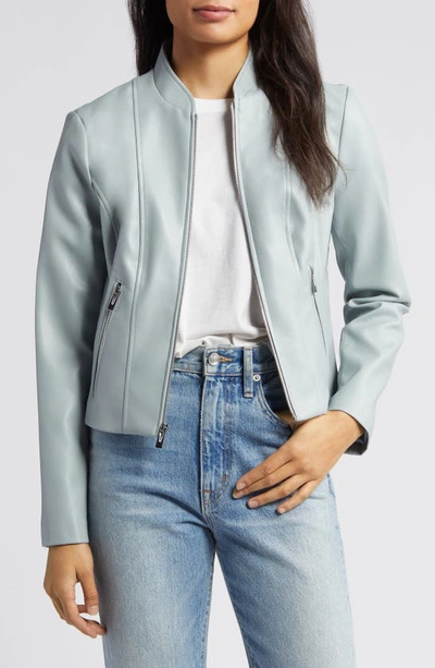 Shop Via Spiga Faux Leather Jacket In Dove Grey