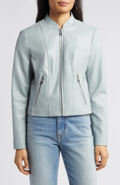 Shop Via Spiga Faux Leather Jacket In Dove Grey